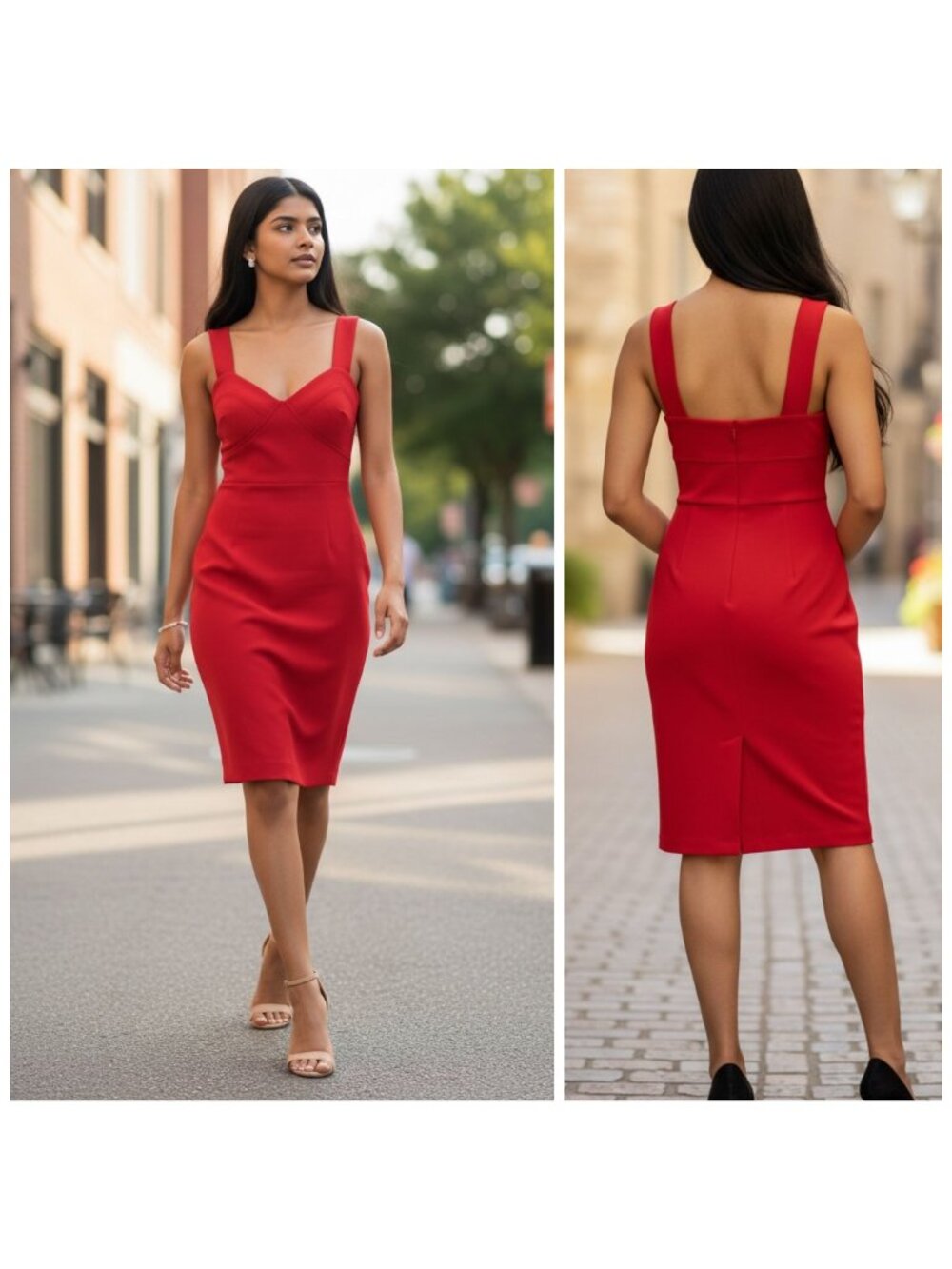 Joseph Ribkoff Red Jersey Knit Bandage Dress Bodycon Cocktail Women's Size 8